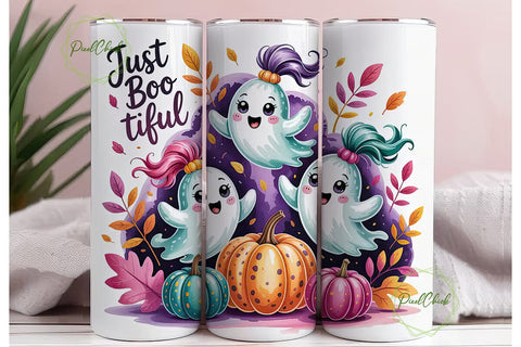Cute Ghost Boo-tiful 20oz Tumbler Wrap Sublimation PixelChick 
