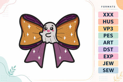 Cute Ghost Bow Halloween Embroidery Design Embroidery/Applique DESIGNS sg embroidery 