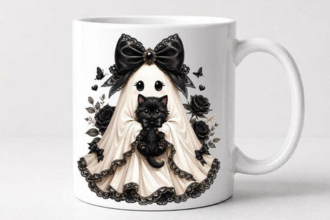 Cute Ghost Cat PNG Coquette Halloween Digital Download SVG BillahCrafts 