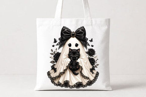 Cute Ghost Cat PNG Coquette Halloween Digital Download SVG BillahCrafts 