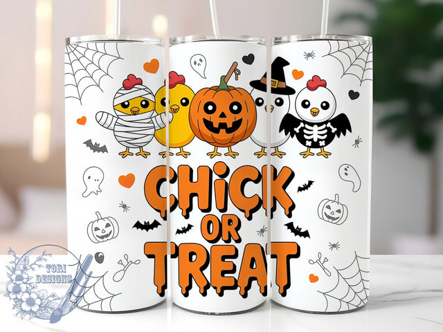 Cute Ghost Chick Trick or Treat Tumbler Wrap, Trick Or Treat Wrap, Cute Halloween Cup, 20Oz Sublimation Tumbler, Spooky Cute Drinkware, Ghost Lover Gift, Fun Halloween Wrap Sublimation ToriDesigns 