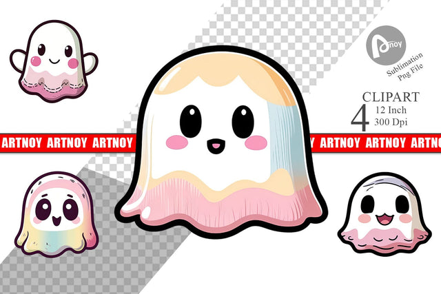 Cute Ghost Clipart Sublimation artnoy 