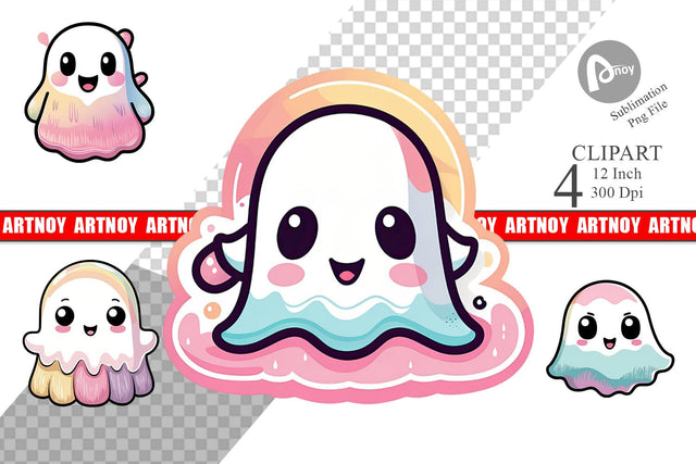 Cute Ghost Clipart Sublimation artnoy 