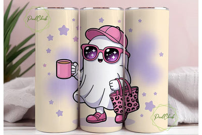Cute Ghost Coffee 20oz Tumbler Wrap Sublimation PixelChick 