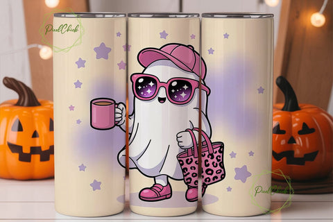 Cute Ghost Coffee 20oz Tumbler Wrap Sublimation PixelChick 