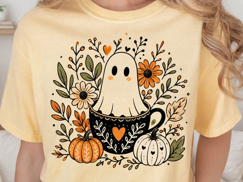 Cute Ghost Coffee Halloween PNG SVG DesignDestine 