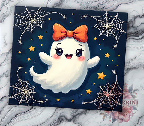 Cute Ghost Coquette Halloween 20 oz Skinny Tumbler Sublimation Design, Straight & Tapered Tumbler Png, Trendy Spooky Ghost Tumbler Png, Digital Download PNG Sublimation Li Zamperini 