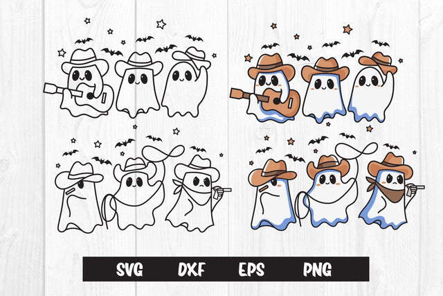 Cute Ghost Cowboy, Halloween ghost SVG dadan_pm 