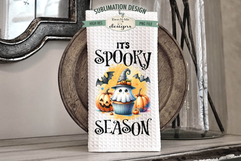 Cute Ghost Cupcakes Halloween Dish Towel Sublimation Designs Sublimation Ewe-N-Me Designs 