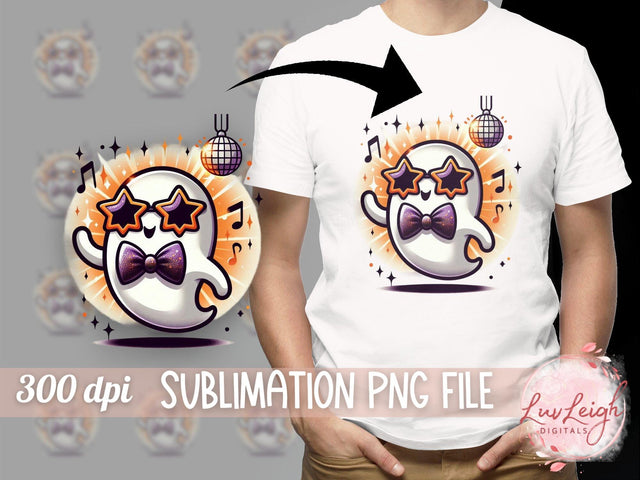 Cute Ghost Disco Dancing PNG, Halloween Sublimation File Sublimation Luvleigh Digitals 