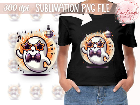 Cute Ghost Disco Dancing PNG, Halloween Sublimation File Sublimation Luvleigh Digitals 