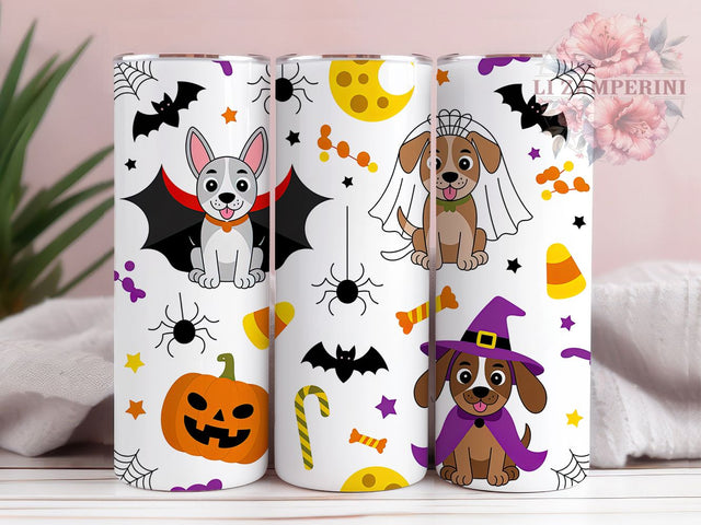 Cute Ghost Dog Halloween Tumbler, Halloween Pet Cup, 20Oz Sublimation Wrap, Spooky Dog Drinkware, Puppy Ghost Mug, Cute Pet Halloween Tumbler, Dog Lover Halloween Design Sublimation Li Zamperini 