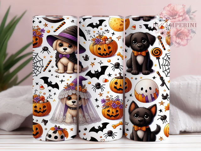Cute Ghost Dog Halloween Tumbler, Halloween Pet Cup, 20Oz Sublimation Wrap, Spooky Dog Drinkware, Puppy Ghost Mug, Cute Pet Halloween Tumbler, Dog Lover Halloween Design Sublimation Li Zamperini 