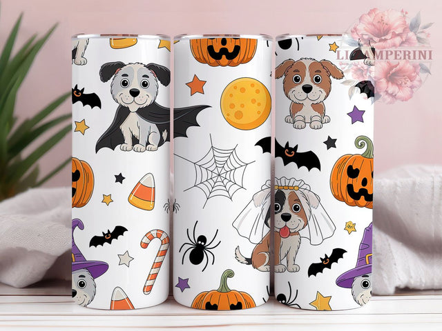 Cute Ghost Dog Halloween Tumbler, Halloween Pet Cup, 20Oz Sublimation Wrap, Spooky Dog Drinkware, Puppy Ghost Mug, Cute Pet Halloween Tumbler, Dog Lover Halloween Design Sublimation Li Zamperini 
