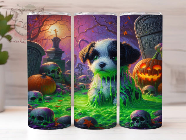 Cute Ghost Dog Halloween Tumbler Wrap, Cute Halloween Pup, Spooky Dog Wrap, 20OZ Sublimation PNG, Halloween Pet Design, Funny Ghost Dog, Creepy Cute Tumbler Sublimation Lara' s Designs 