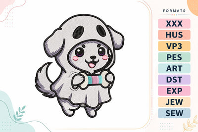 Cute Ghost Dog Puppy Halloween Embroidery Design Embroidery/Applique DESIGNS sg embroidery 