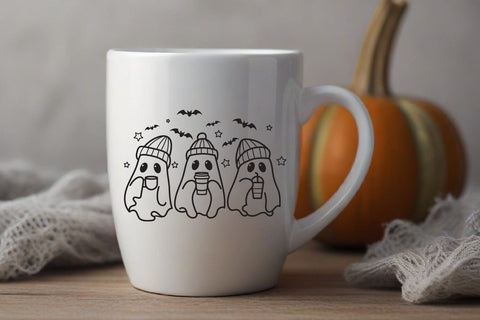 Cute Ghost Drink Coffee, Halloween ghost SVG dadan_pm 