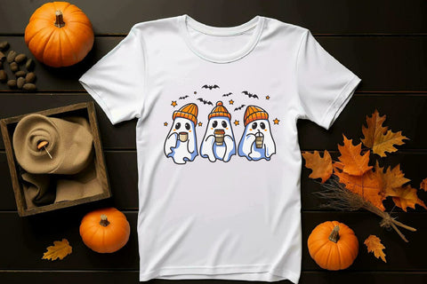 Cute Ghost Drink Coffee, Halloween ghost SVG dadan_pm 