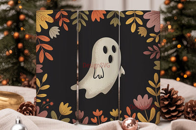 Cute Ghost & Flowers 20oz Tumbler Wrap Sublimation DesignSVG 