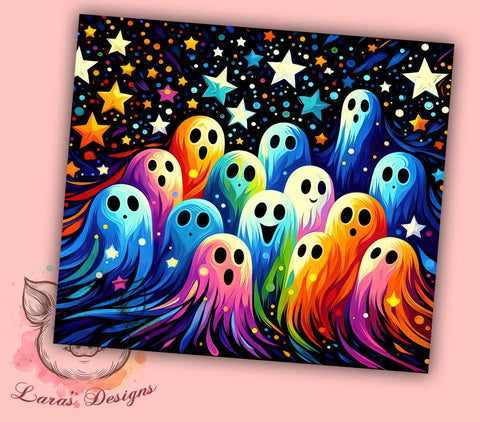 Cute Ghost Halloween 20oz Tumbler Png, Straight & Tapered Tumbler Png, Spooky Tumbler Png, Digital Download PNG Sublimation Lara' s Designs 