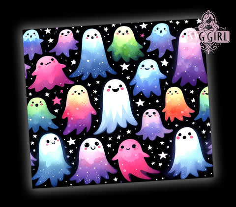 Cute Ghost Halloween 20oz Tumbler Wrap Sublimation Design, Straight Tapered Tumbler Wrap, Spooky Vibes Tumbler Png, Instant Digital Download Sublimation SvggirlplusArt 