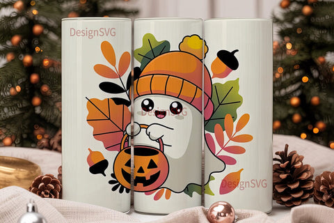 Cute Ghost Halloween 20oz Tumbler Wrap Sublimation DesignSVG 