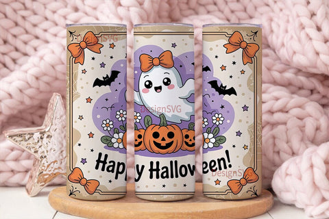 Cute Ghost Halloween 20oz Tumbler Wrap Sublimation DesignSVG 