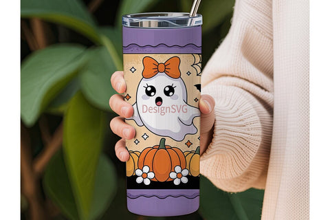 Cute Ghost Halloween 20oz Tumbler Wrap Sublimation DesignSVG 