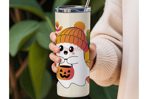 Cute Ghost Halloween 20oz Tumbler Wrap Sublimation DesignSVG 