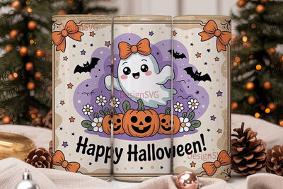 Cute Ghost Halloween 20oz Tumbler Wrap Sublimation DesignSVG 