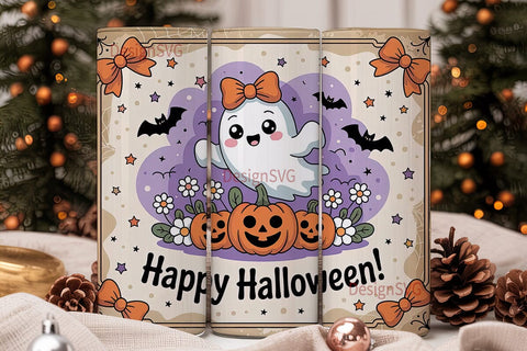 Cute Ghost Halloween 20oz Tumbler Wrap Sublimation DesignSVG 
