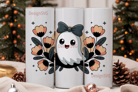 Cute Ghost Halloween 20oz Tumbler Wrap Sublimation DesignSVG 