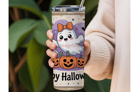 Cute Ghost Halloween 20oz Tumbler Wrap Sublimation DesignSVG 