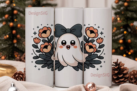 Cute Ghost Halloween 20oz Tumbler Wrap Sublimation DesignSVG 