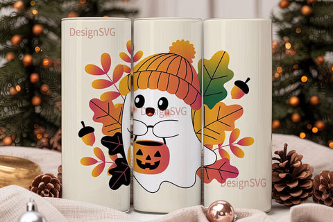 Cute Ghost Halloween 20oz Tumbler Wrap Sublimation DesignSVG 