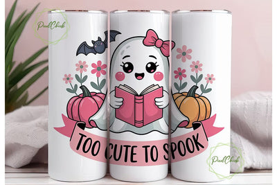 Cute Ghost Halloween 20oz Tumbler Wrap Sublimation PixelChick 