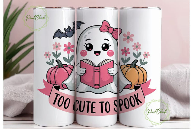 Cute Ghost Halloween 20oz Tumbler Wrap Sublimation PixelChick 