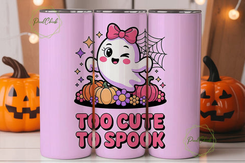 Cute Ghost Halloween 20oz Tumbler Wrap Sublimation PixelChick 