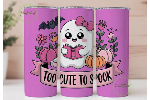 Cute Ghost Halloween 20oz Tumbler Wrap Sublimation PixelChick 