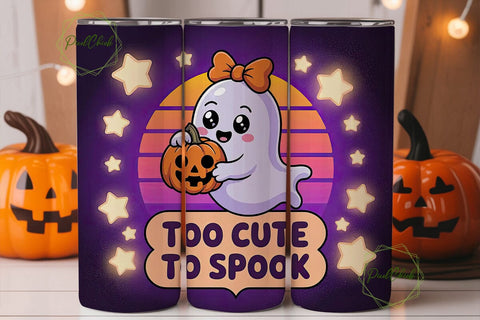 Cute Ghost Halloween 20oz Tumbler Wrap Sublimation PixelChick 