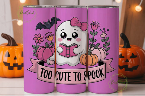 Cute Ghost Halloween 20oz Tumbler Wrap Sublimation PixelChick 