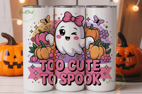 Cute Ghost Halloween 20oz Tumbler Wrap Sublimation PixelChick 
