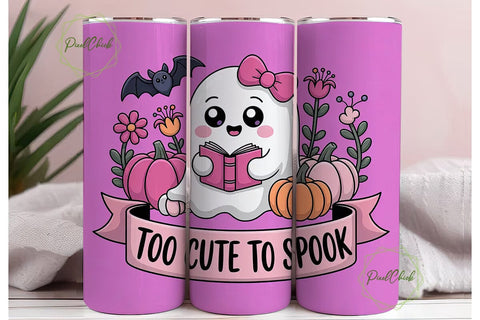 Cute Ghost Halloween 20oz Tumbler Wrap Sublimation PixelChick 
