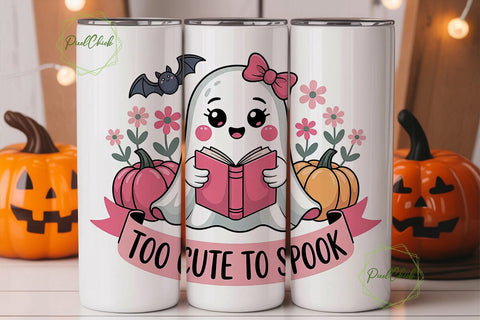 Cute Ghost Halloween 20oz Tumbler Wrap Sublimation PixelChick 