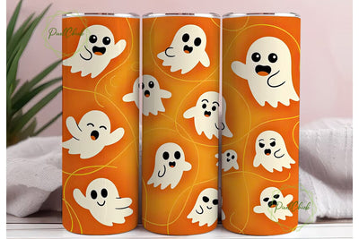 Cute Ghost Halloween 20oz Tumbler Wrap Sublimation PixelChick 