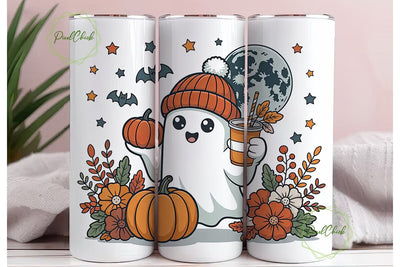 Cute Ghost Halloween 20oz Tumbler Wrap Sublimation PixelChick 