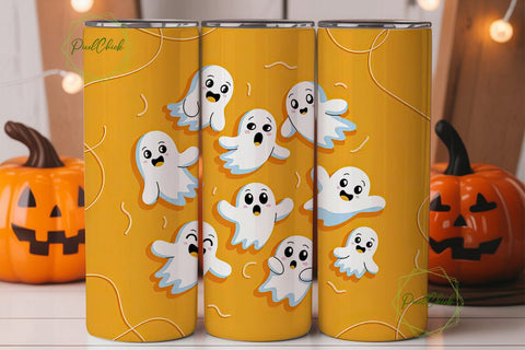 Cute Ghost Halloween 20oz Tumbler Wrap Sublimation PixelChick 