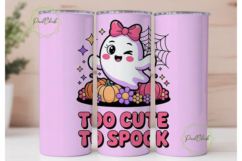 Cute Ghost Halloween 20oz Tumbler Wrap Sublimation PixelChick 