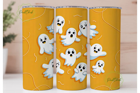 Cute Ghost Halloween 20oz Tumbler Wrap Sublimation PixelChick 