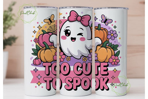 Cute Ghost Halloween 20oz Tumbler Wrap Sublimation PixelChick 